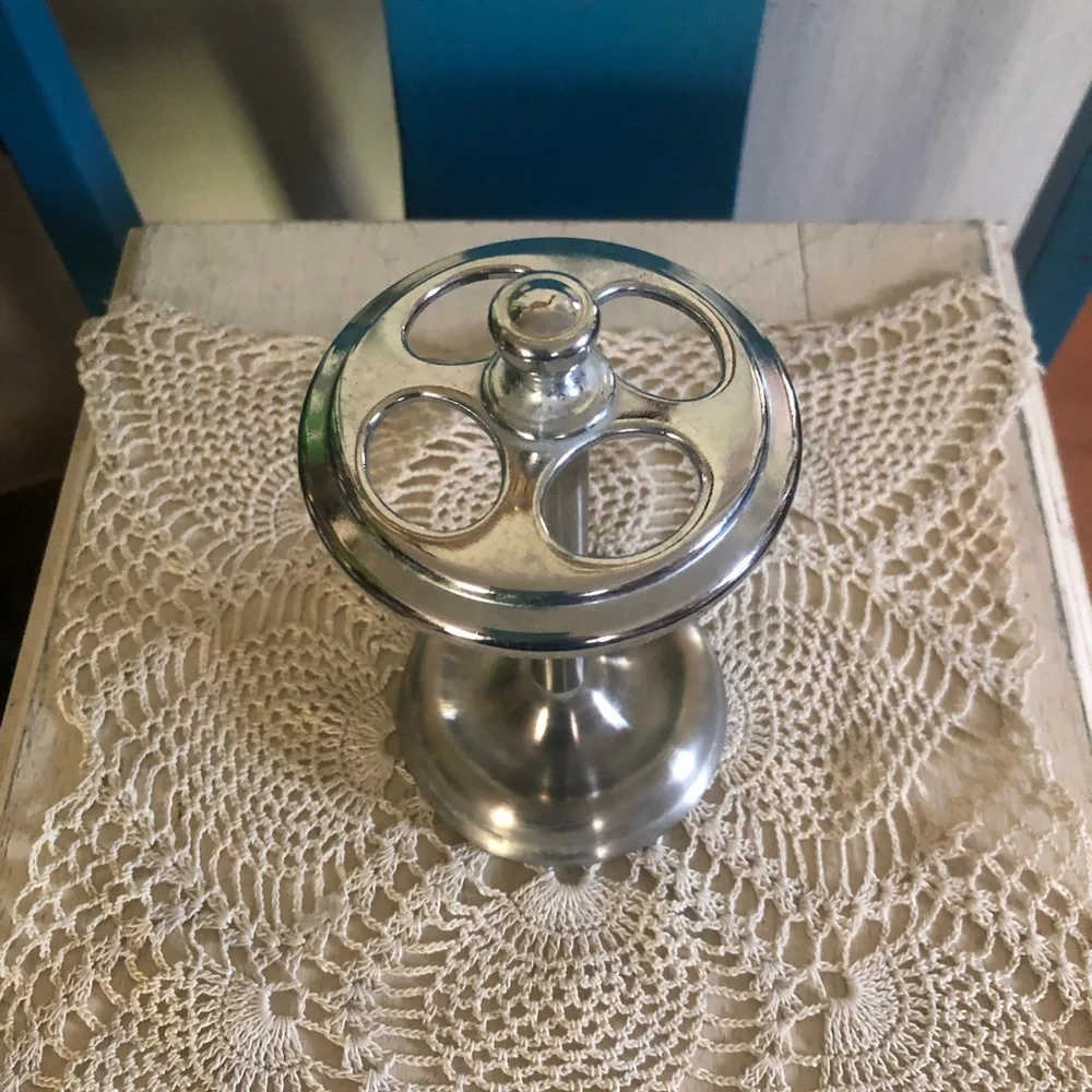 Nickel & Silver Tone Toothbrush Holder Stand